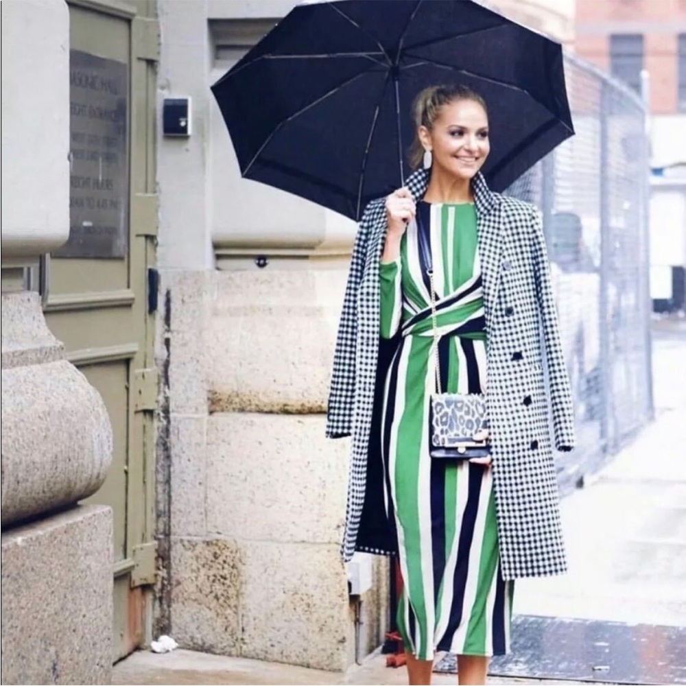 Green and Black Striped Dress